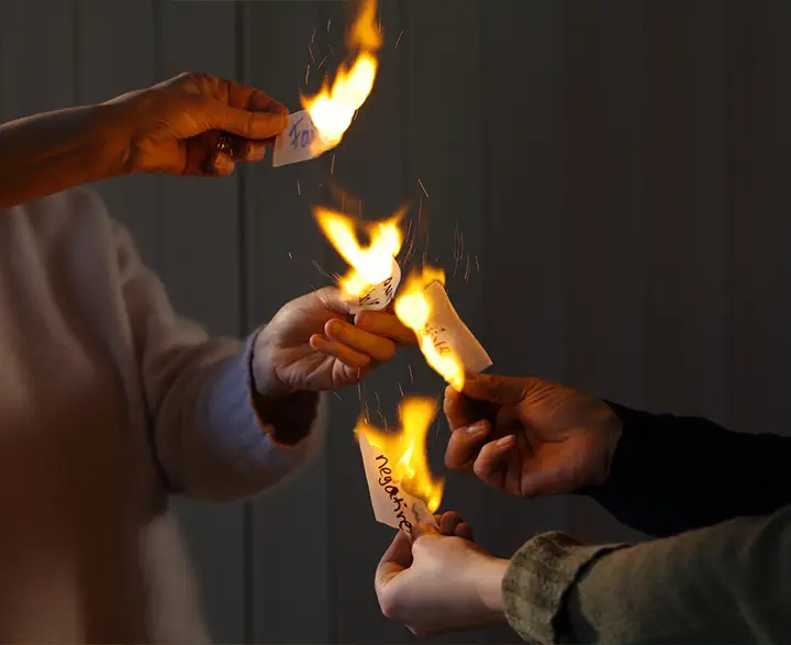 Intention burning in a Free Spirit Mindset Workshop.